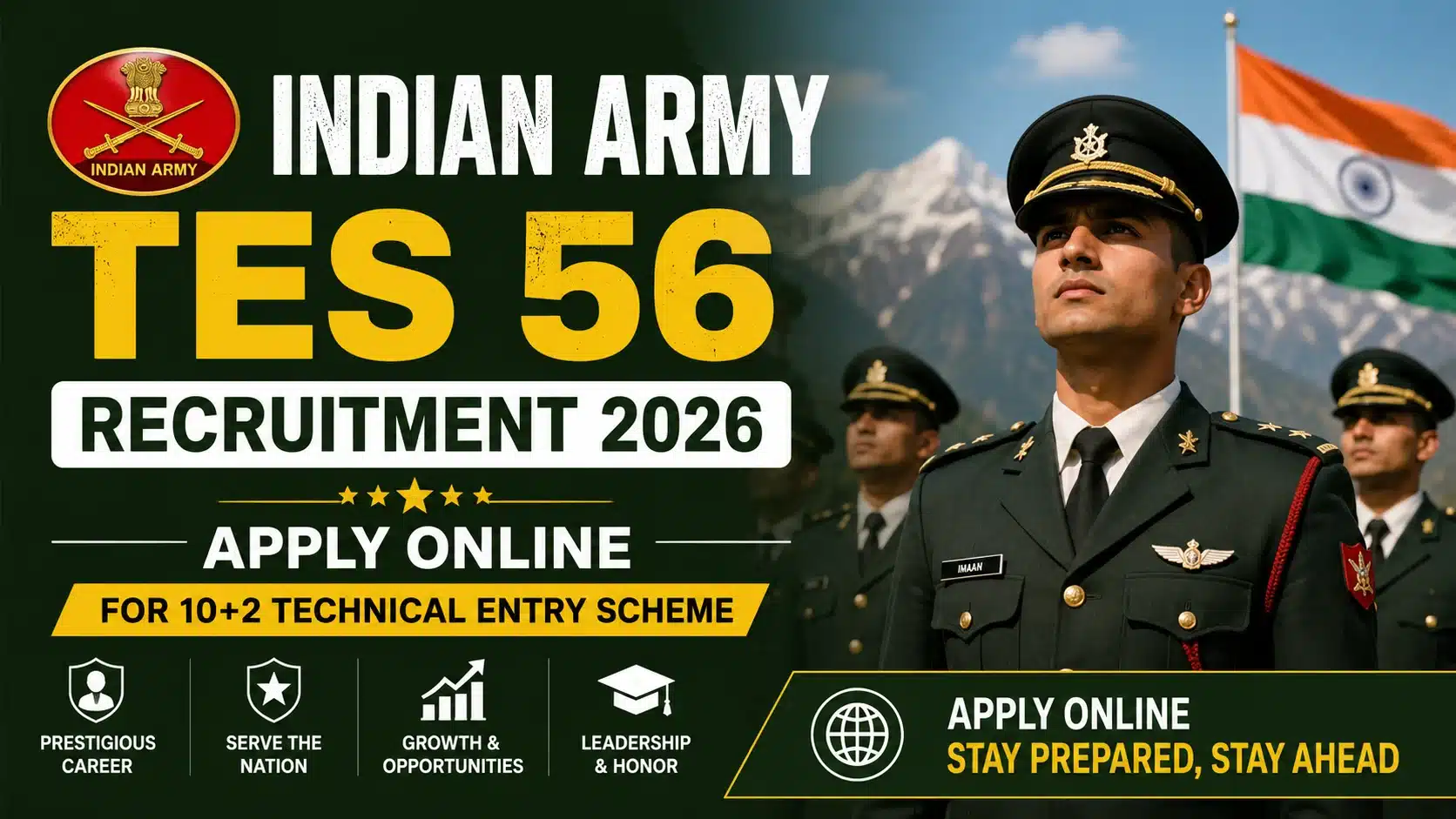 Indian Army TES 56 Recruitment 2026 - Apply Online for 10+2 Technical Entry Scheme, sarkari job, sarkari result, sarkarijob, sarkariexam, sarkari naukari, sarkarijobfind, sarkari job find, freejobalert, sarkariresult, sarkari exam, sarkari ujala